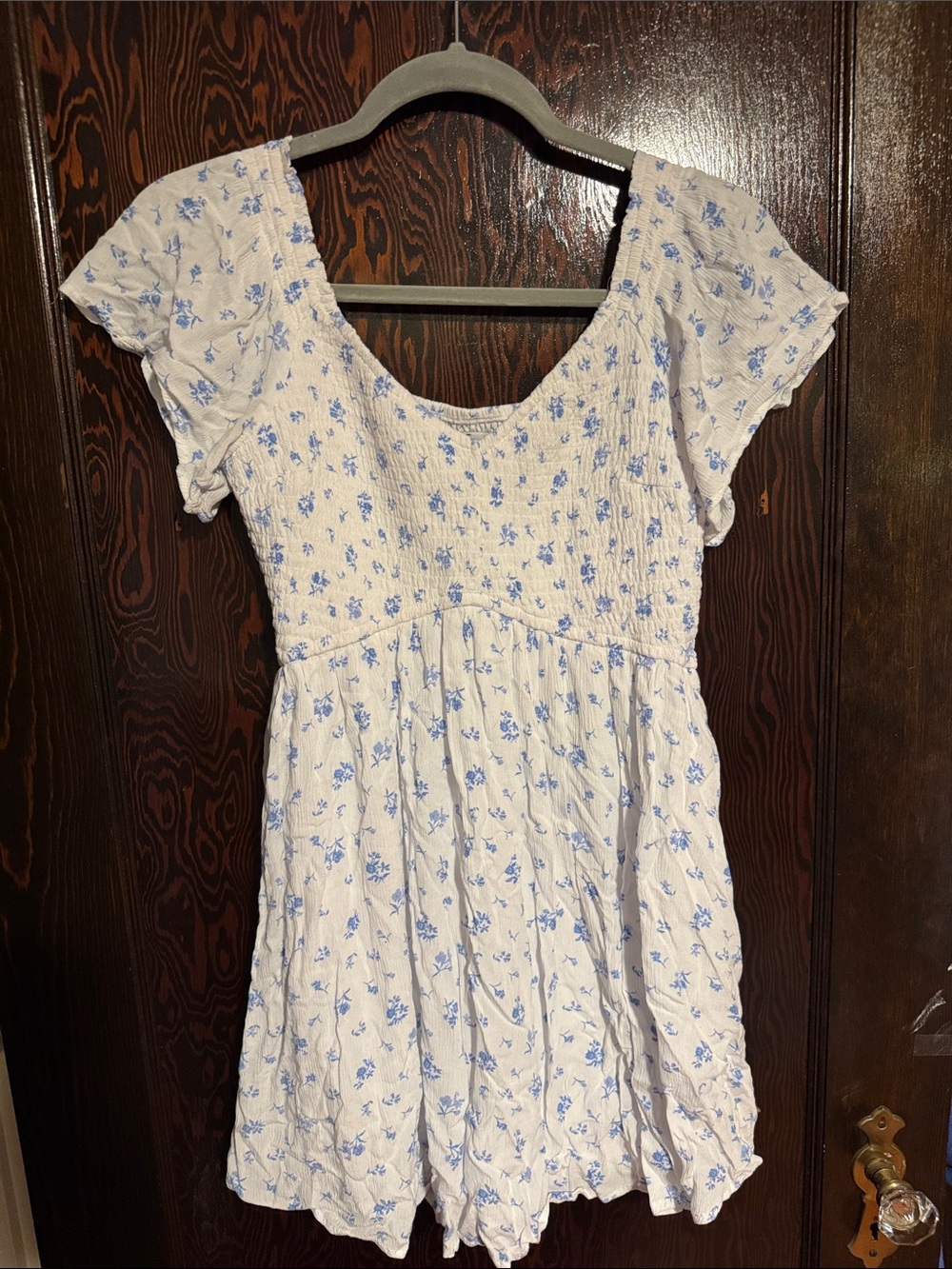 Hollister White Mini Dress with Blue Floral Print